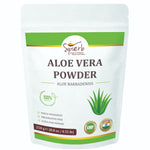 Spierb Natural Aloe Vera Powder packaging with green aloe leaf for DIY skincare and hair masks.