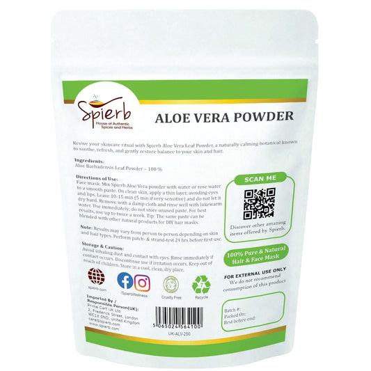 Spierb Aloevera Powder - 250g - Back Pouch