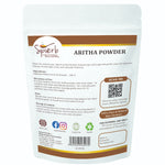 Pure reetha powder for hair showing fine, triple-sifted texture.